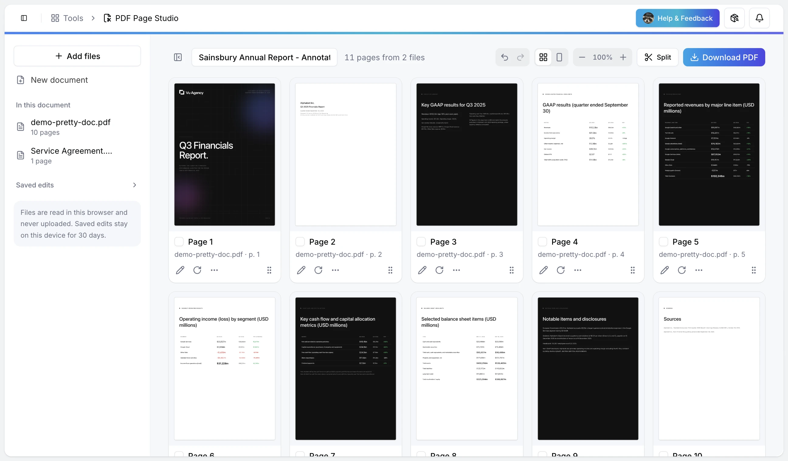 PDF Page Studio interface