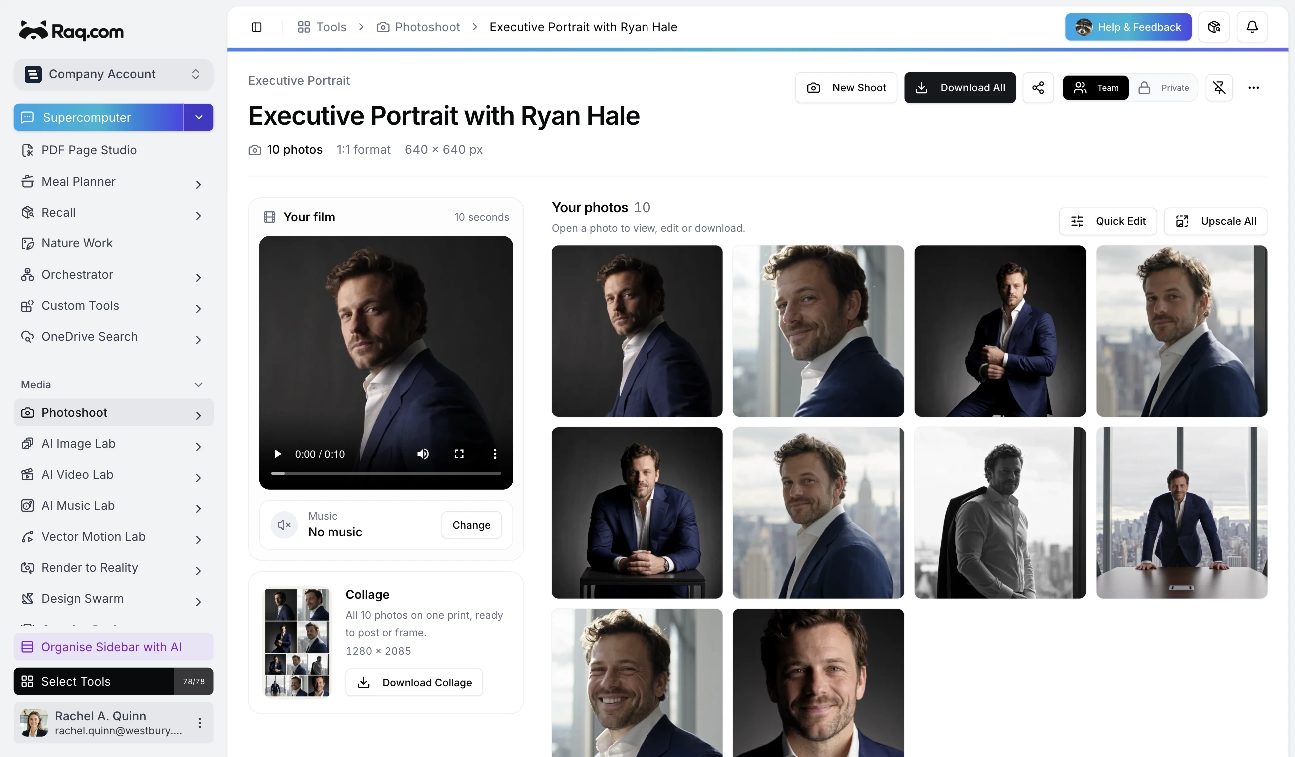 Photoshoot interface