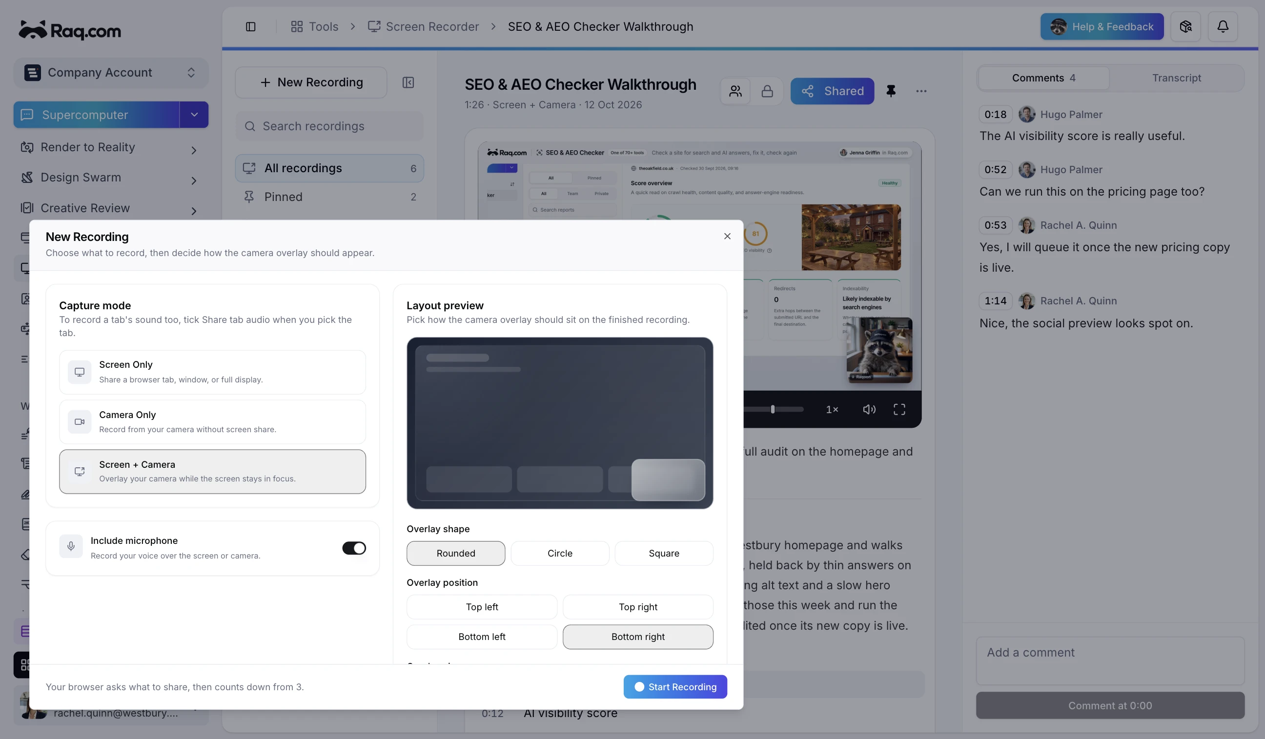 Screen Recorder interface