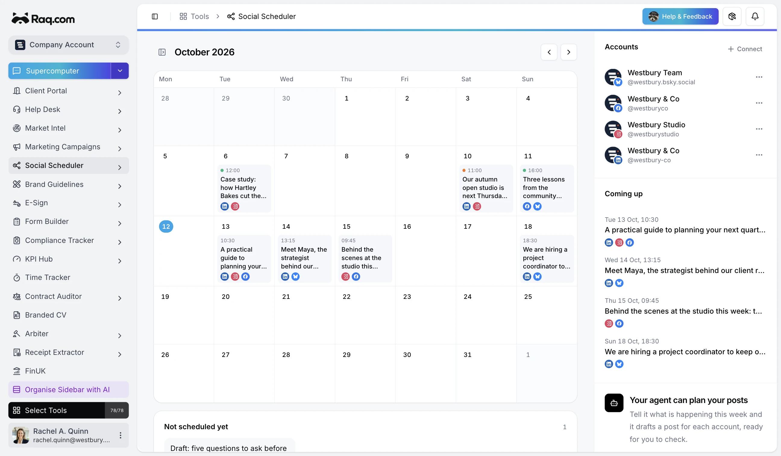 Social Scheduler interface