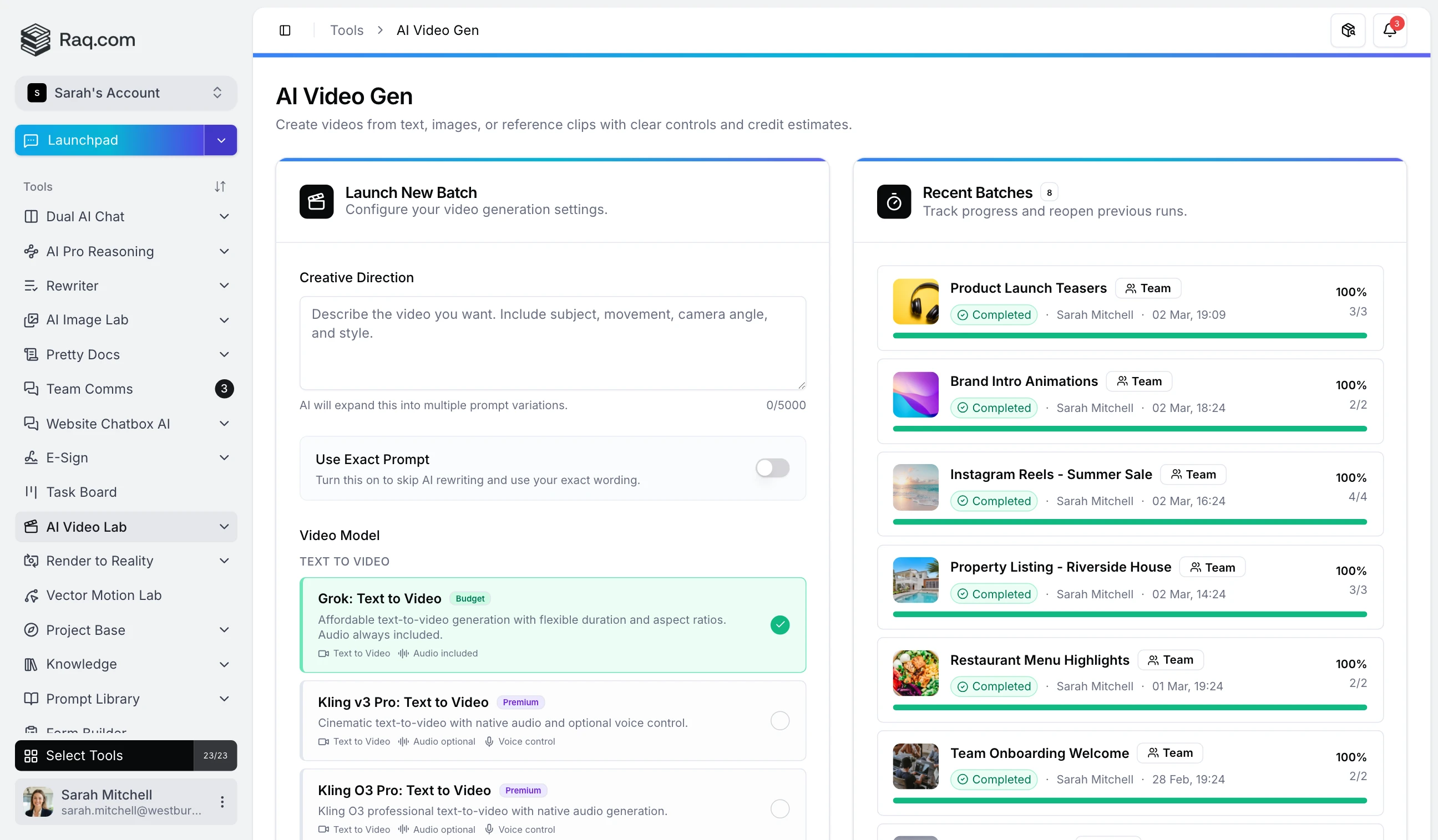 AI Video Lab interface