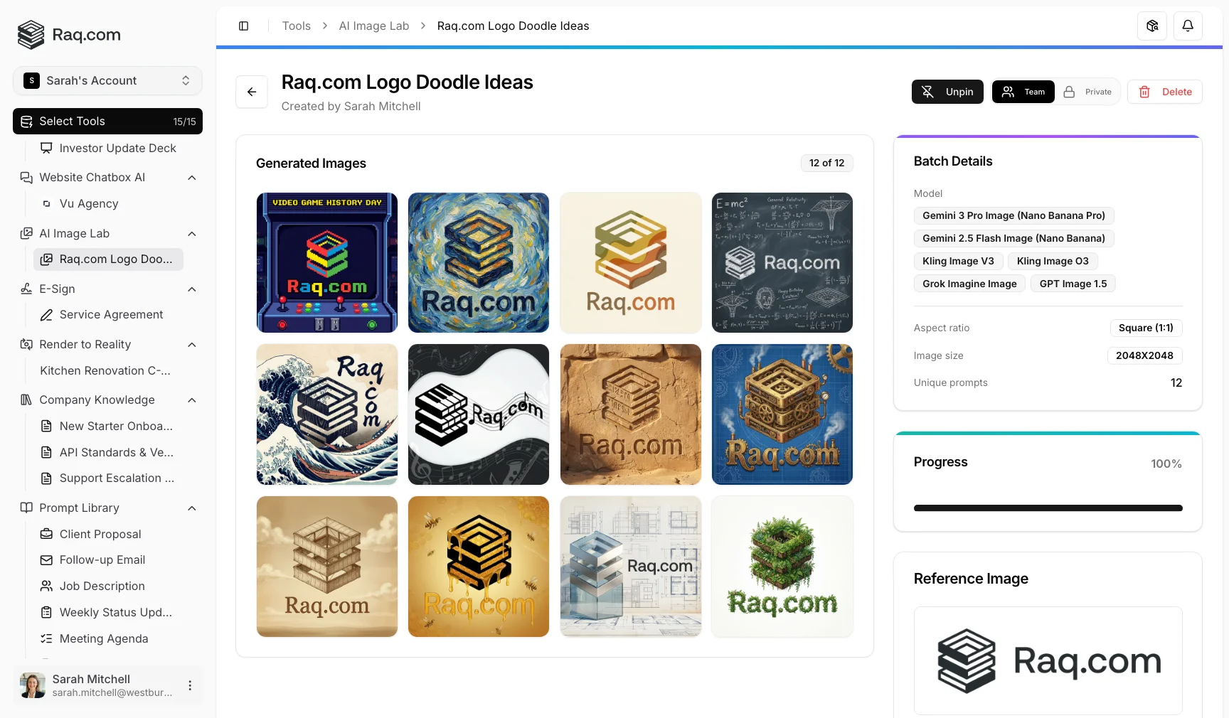 AI Image Lab interface