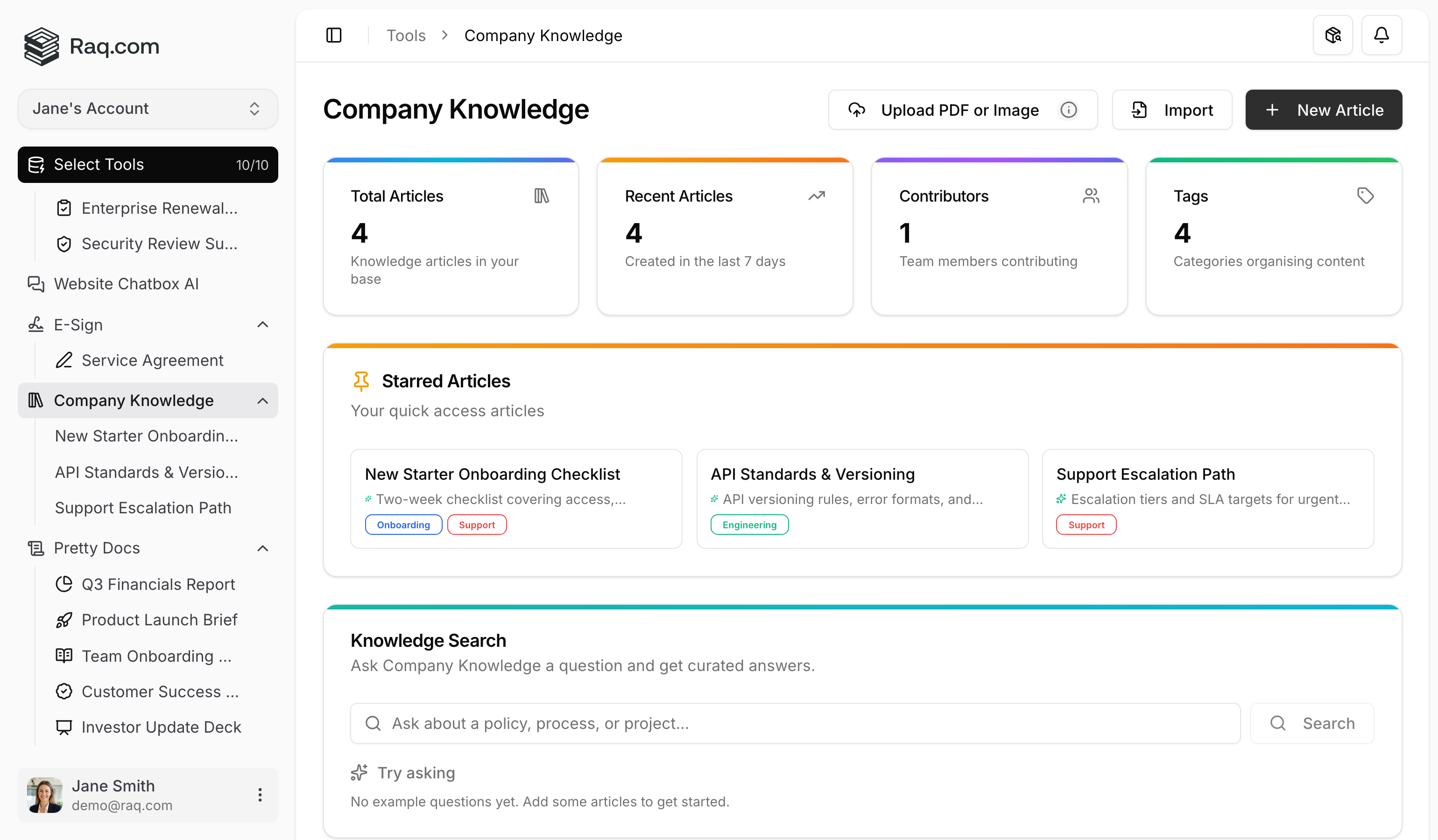 Company Knowledge interface