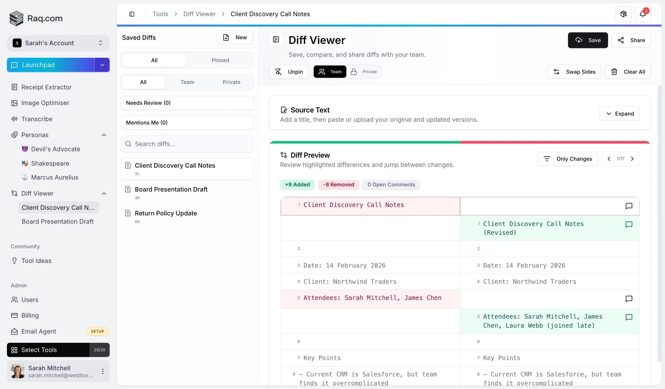Diff Viewer interface