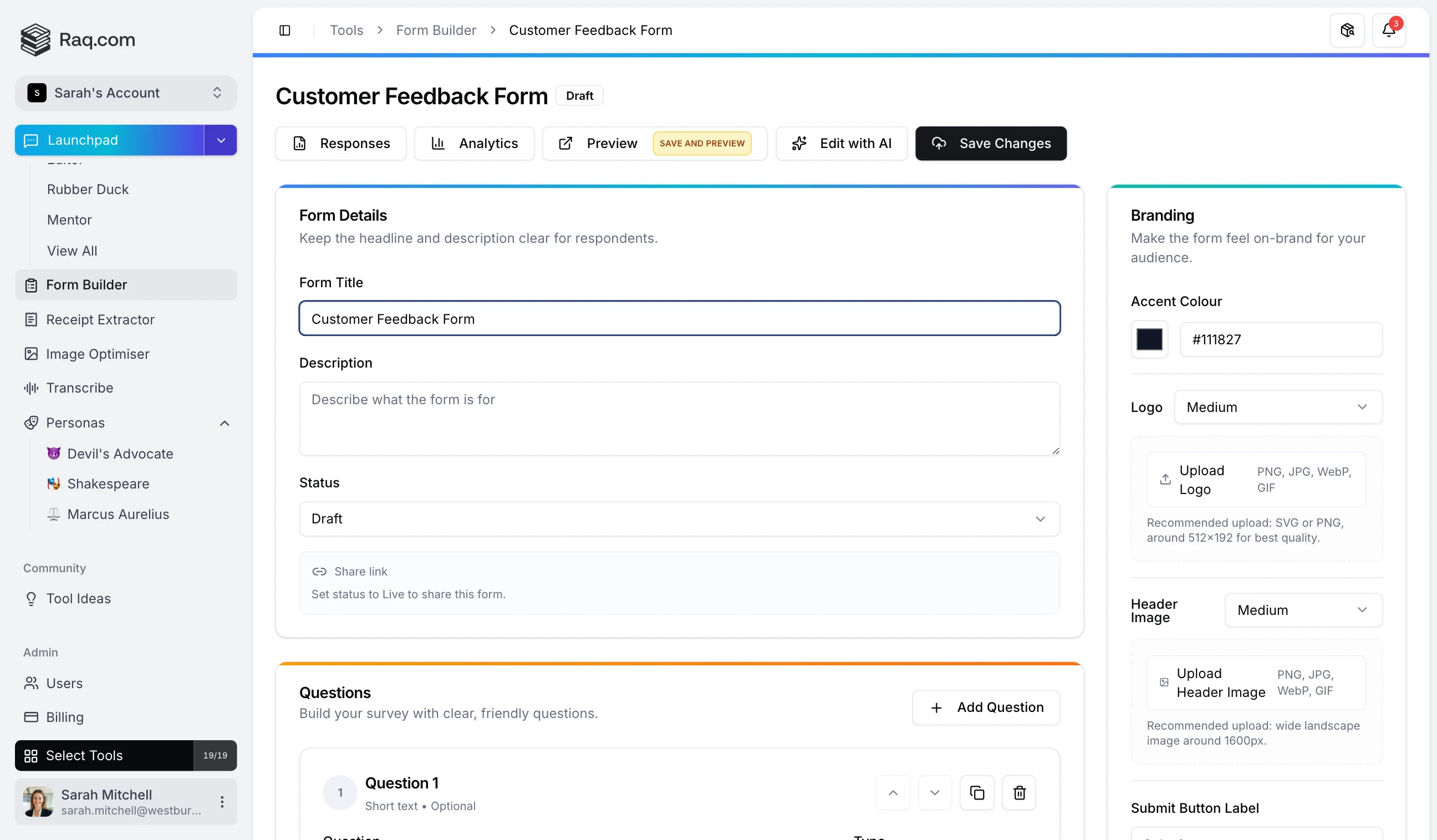 Form Builder interface